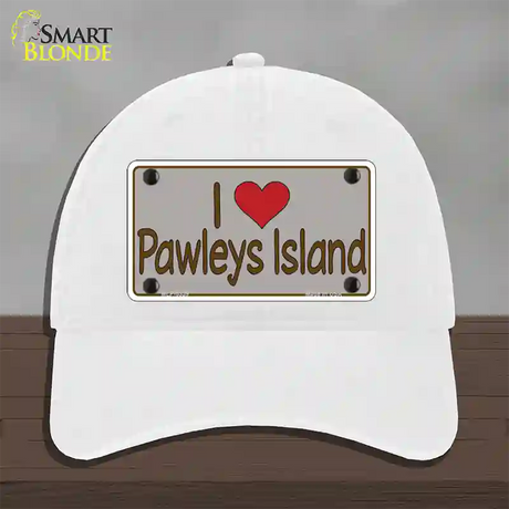 Love Pawleys Island Novelty License Plate Hat Unconstructed Cotton / White