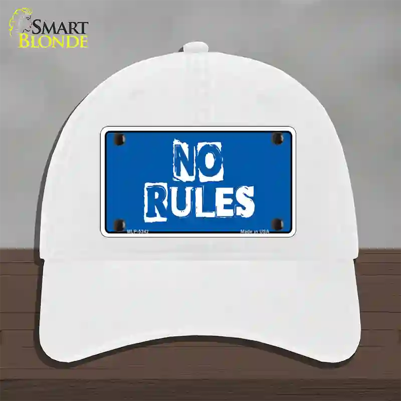 No Rules Novelty License Plate Hat Unconstructed Cotton / White