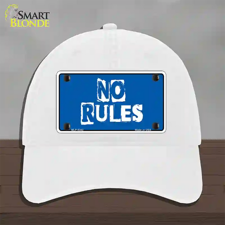 No Rules Novelty License Plate Hat Unconstructed Cotton / White