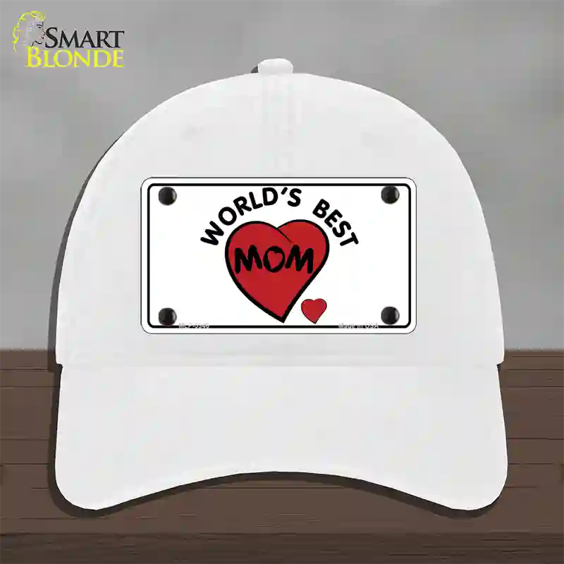 Worlds Best Mom Novelty License Plate Hat Unconstructed Cotton / White