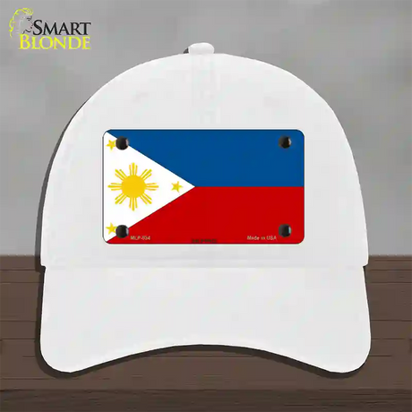 Philippines Flag Novelty License Plate Hat Unconstructed Cotton / White