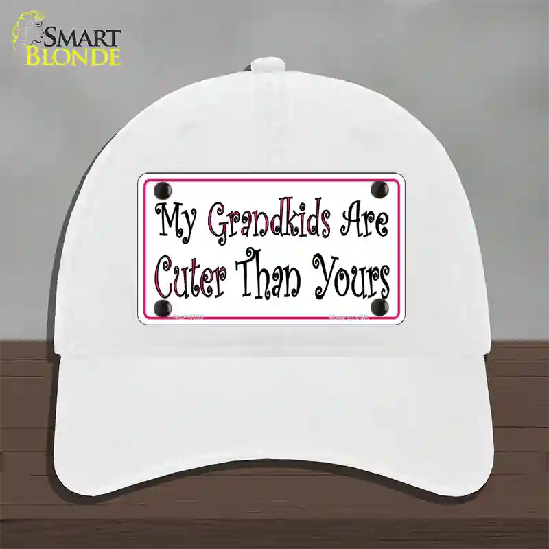 My Grandkids Are Cuter Novelty License Plate Hat Unconstructed Cotton / White