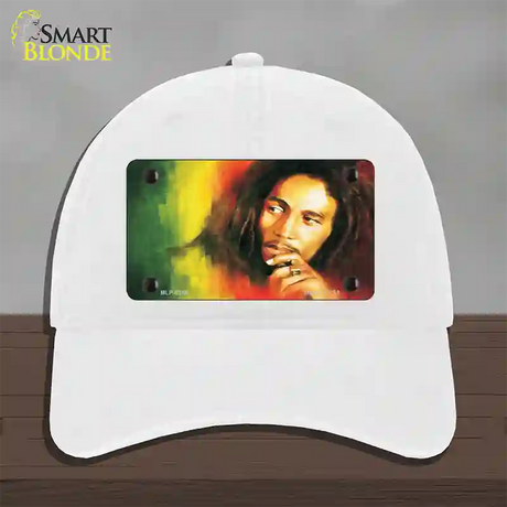 Bob Marley Novelty License Plate Hat Unconstructed Cotton / White