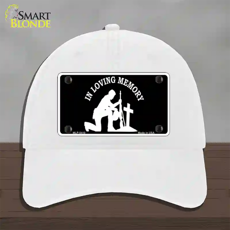 In Loving Memory Cross Novelty License Plate Hat Unconstructed Cotton / White