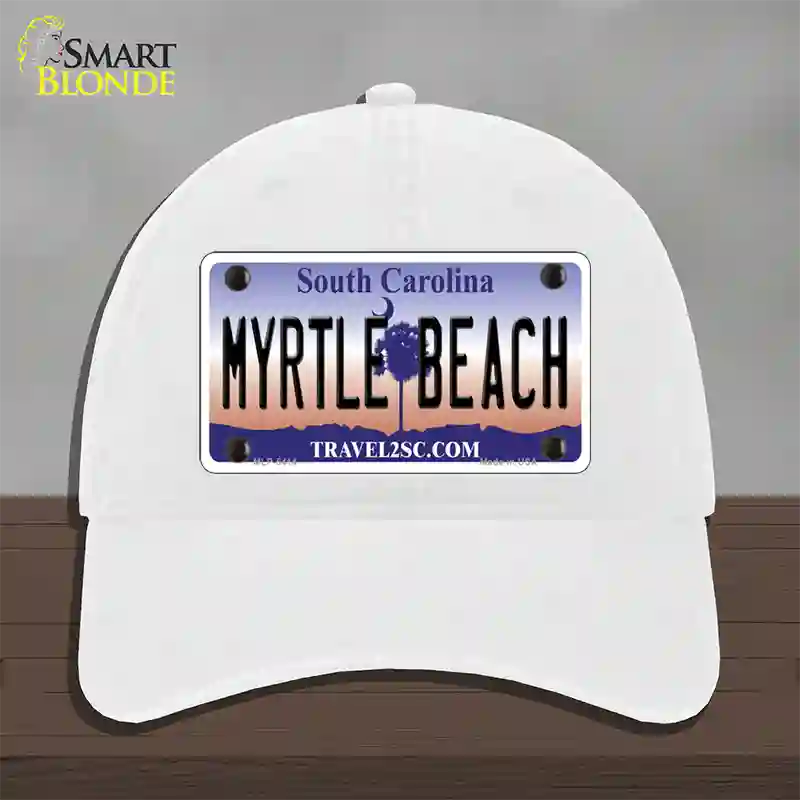 Myrtle Beach South Carolina Novelty License Plate Hat Unconstructed Cotton / White