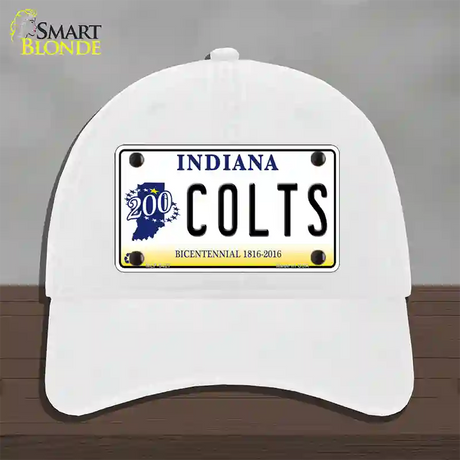 Colts Indiana Bicentennial Novelty License Plate Hat Unconstructed Cotton / White