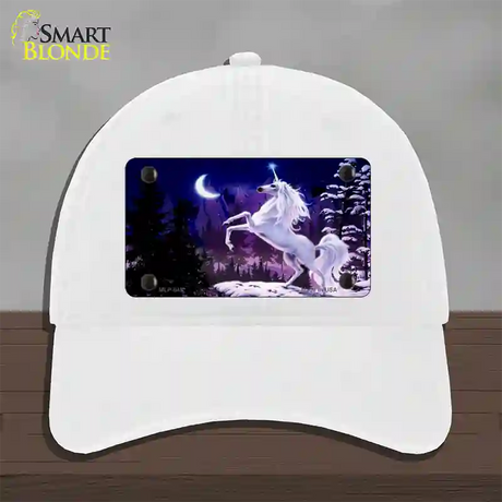 Unicorn Novelty License Plate Hat Unconstructed Cotton / White