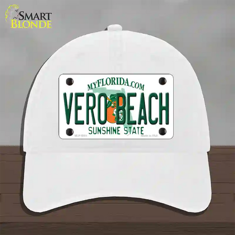 Vero Beach Florida Novelty License Plate Hat Unconstructed Cotton / White