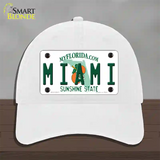 Miami Florida Novelty License Plate Hat Unconstructed Cotton / White