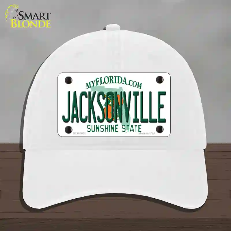 Jacksonville Florida Novelty License Plate Hat Unconstructed Cotton / White