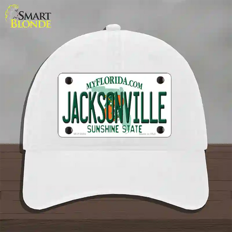 Jacksonville Florida Novelty License Plate Hat Unconstructed Cotton / White