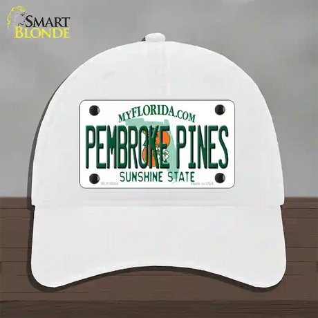 Pembroke Pines Florida Novelty License Plate Hat Unconstructed Cotton / White