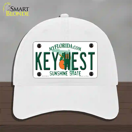 Key West Florida Novelty License Plate Hat Unconstructed Cotton / White