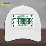 St Petersburg Florida Novelty License Plate Hat Unconstructed Cotton / White