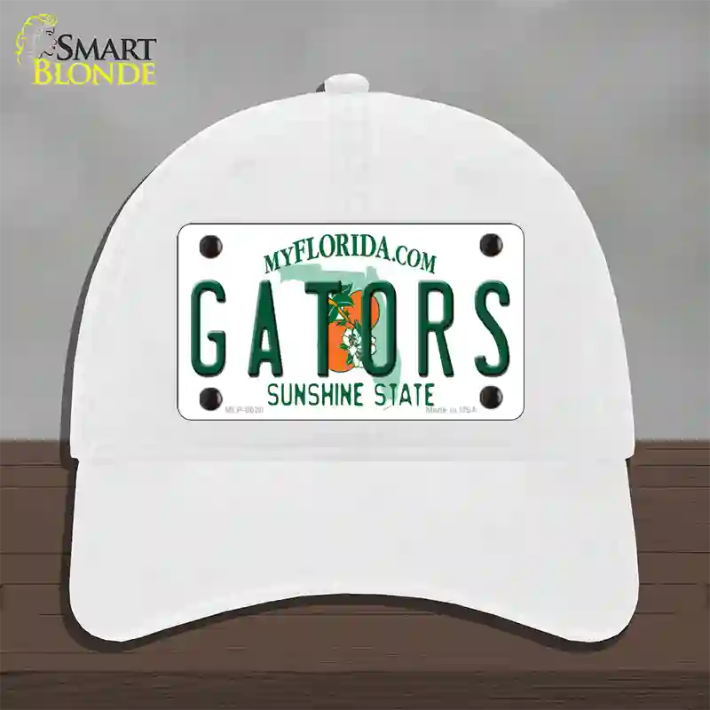 Gators Florida Novelty License Plate Hat Unconstructed Cotton / White