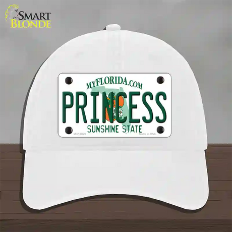 Princess Florida Novelty License Plate Hat Unconstructed Cotton / White