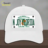 N Joy Florida Novelty License Plate Hat Unconstructed Cotton / White