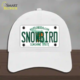 Snowbird Florida Novelty License Plate Hat Unconstructed Cotton / White