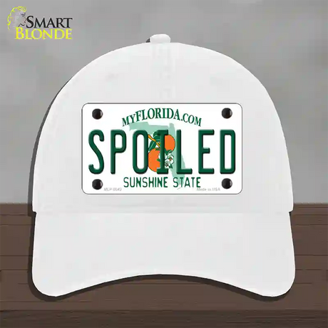 Spoiled Florida Novelty License Plate Hat Unconstructed Cotton / White