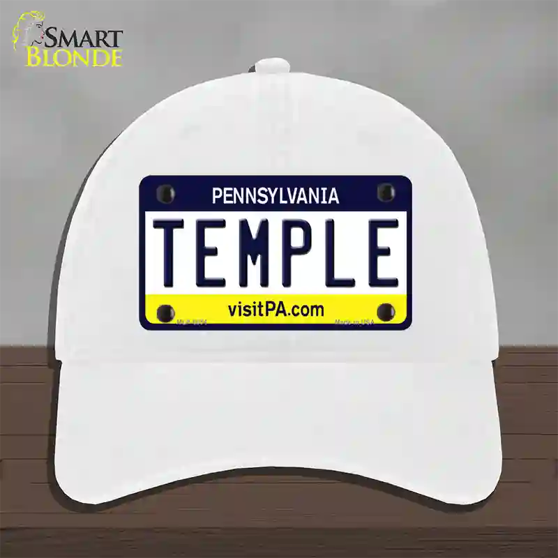 Temple Pennsylvania State Novelty License Plate Hat Unconstructed Cotton / White