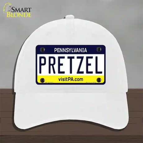 Pretzel Pennsylvania State Novelty License Plate Hat Unconstructed Cotton / White