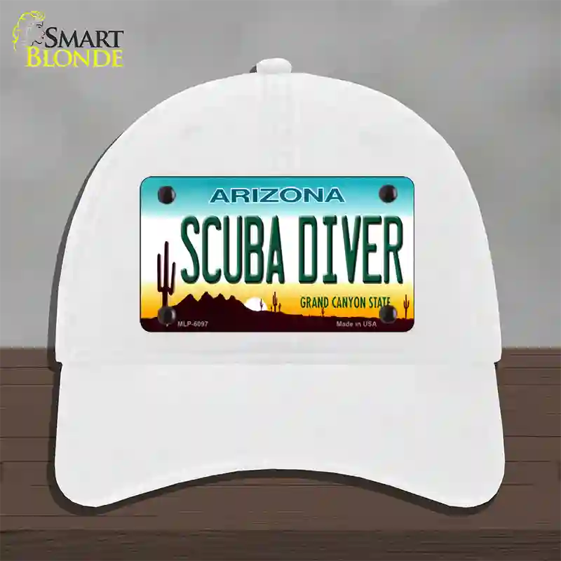 Arizona Scuba Diver Novelty License Plate Hat Unconstructed Cotton / White