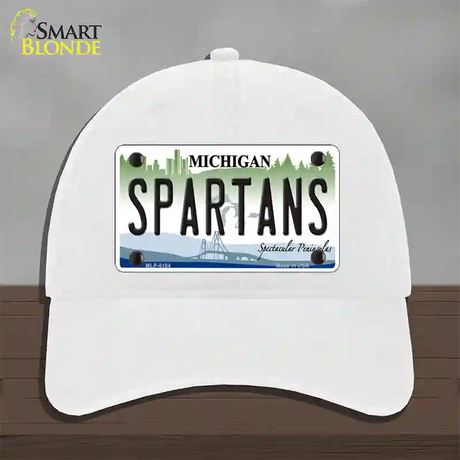 Spartans Michigan Novelty License Plate Hat Unconstructed Cotton / White