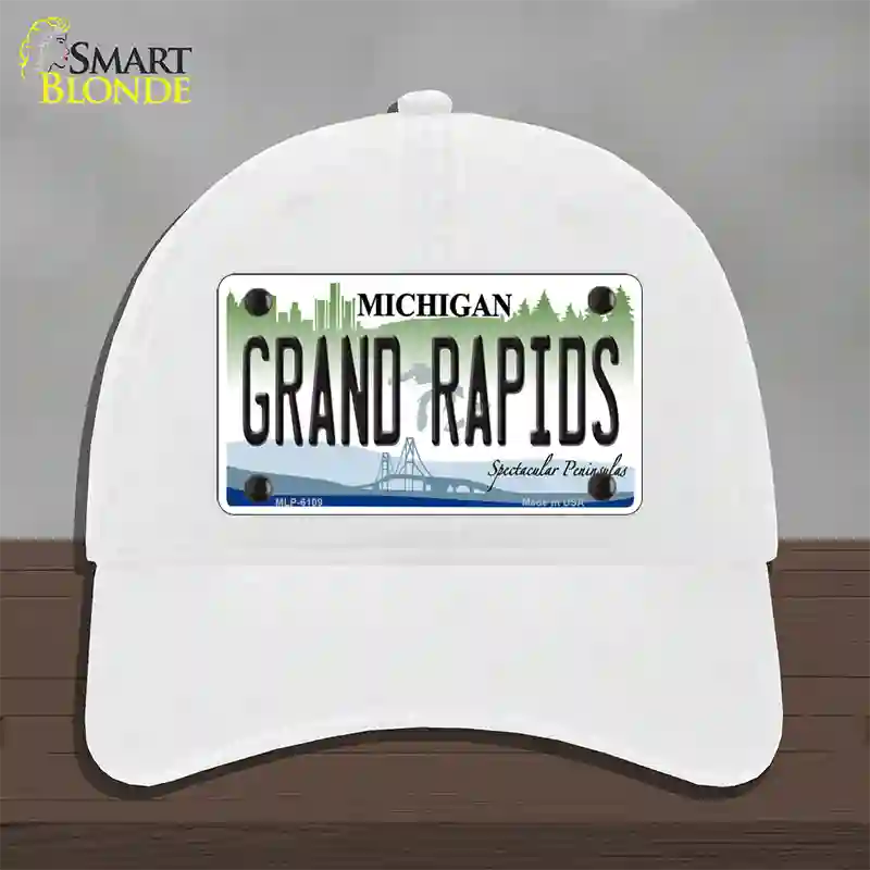 Grand Rapids Michigan Novelty License Plate Hat Unconstructed Cotton / White