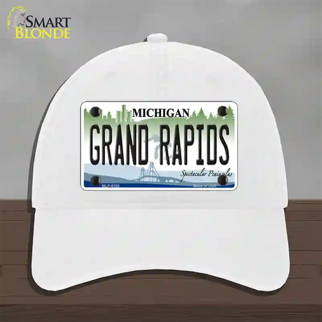 Grand Rapids Michigan Novelty License Plate Hat Unconstructed Cotton / White