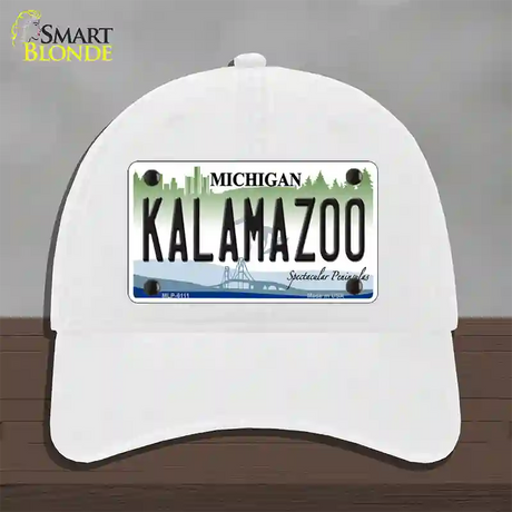 Kalamazoo Novelty License Plate Hat Unconstructed Cotton / White