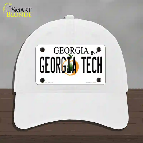 Georgia Tech Novelty License Plate Hat Unconstructed Cotton / White