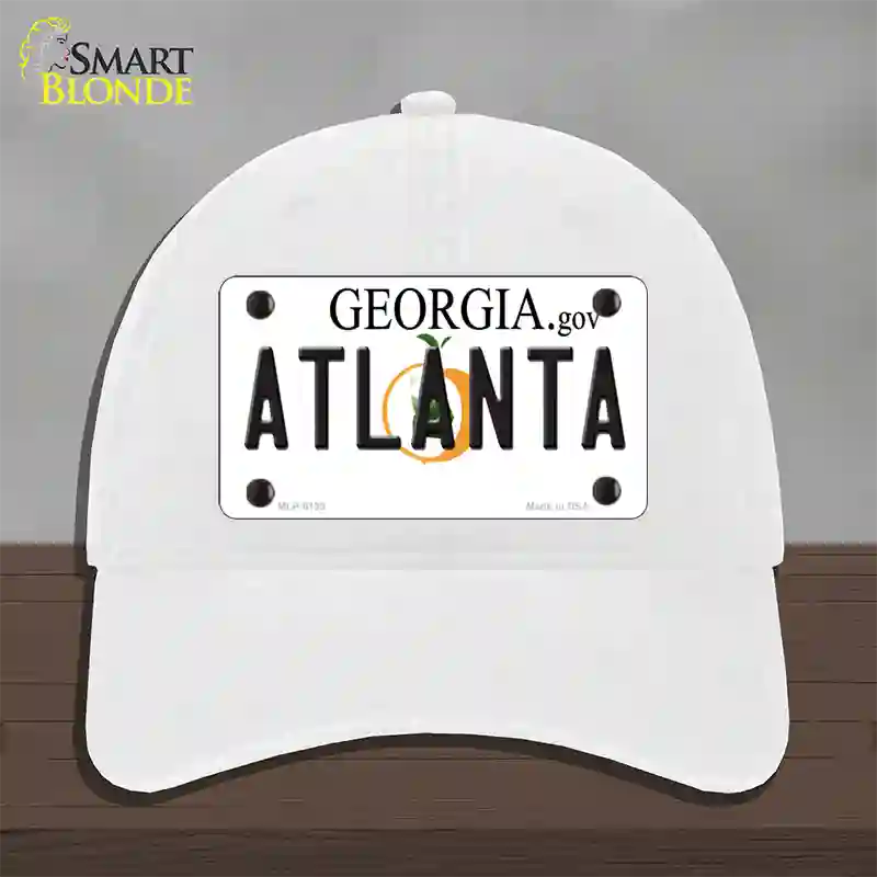 Atlanta Georgia Novelty License Plate Hat Unconstructed Cotton / White