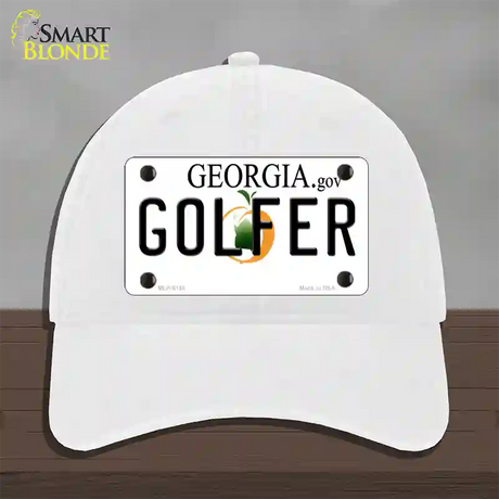 Golfer Georgia Novelty License Plate Hat Unconstructed Cotton / White