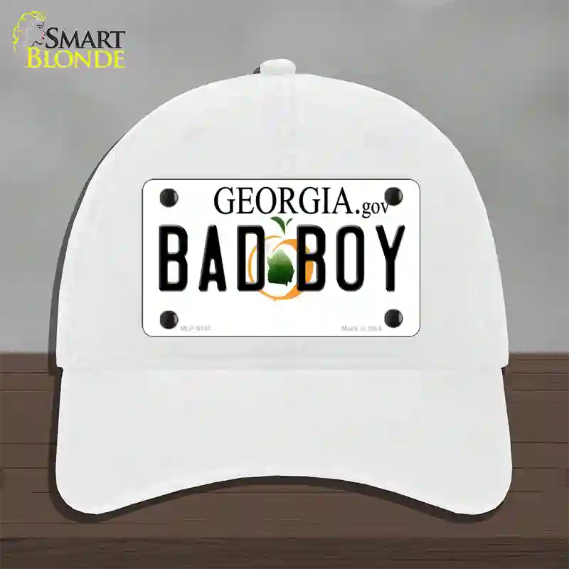 Bad Boy Georgia Novelty License Plate Hat Unconstructed Cotton / White