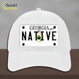 Native Georgia Novelty License Plate Hat Unconstructed Cotton / White