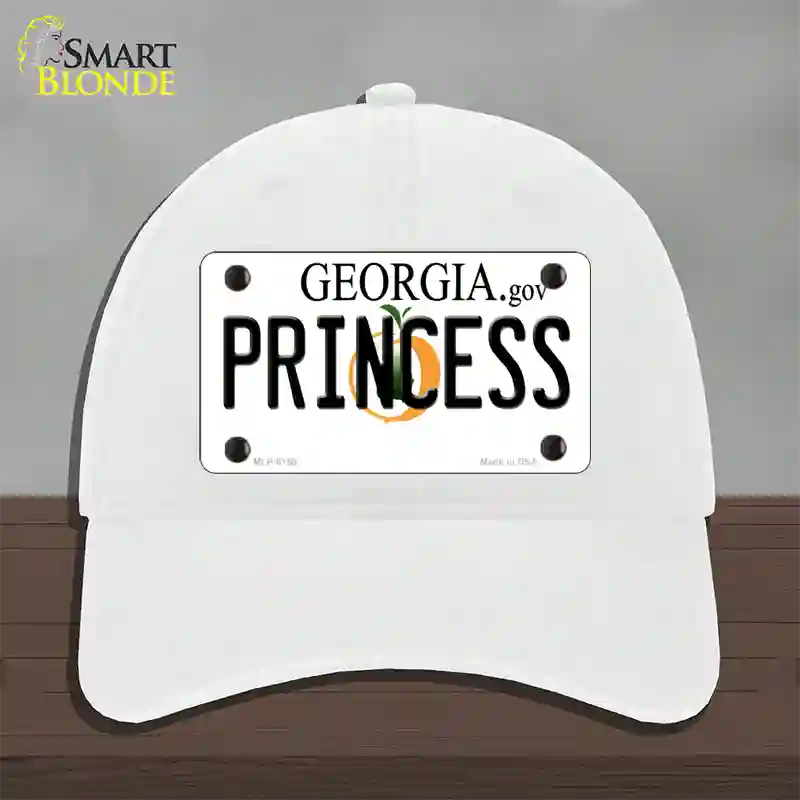 Princess Georgia Novelty License Plate Hat Unconstructed Cotton / White