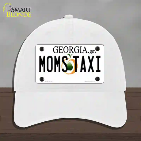 Moms Taxi Georgia Novelty License Plate Hat Unconstructed Cotton / White