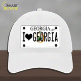 I Love Georgia Novelty License Plate Hat Unconstructed Cotton / White