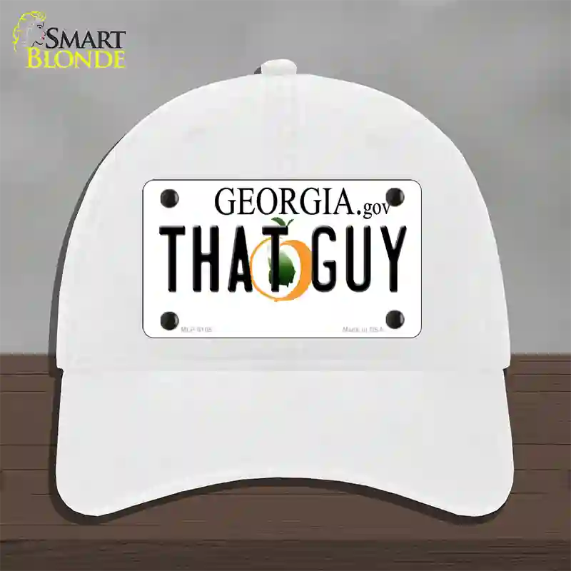 That Guy Georgia Novelty License Plate Hat Unconstructed Cotton / White