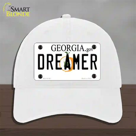 Dreamer Georgia Novelty License Plate Hat Unconstructed Cotton / White