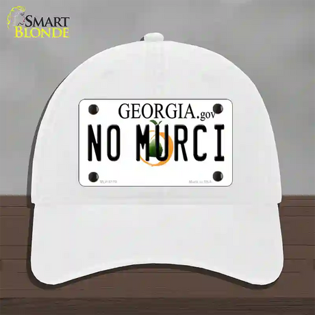 No Murci Georgia Novelty License Plate Hat Unconstructed Cotton / White