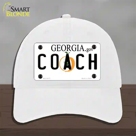 Coach Georgia Novelty License Plate Hat Unconstructed Cotton / White