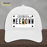 Meeooww Georgia Novelty License Plate Hat Unconstructed Cotton / White