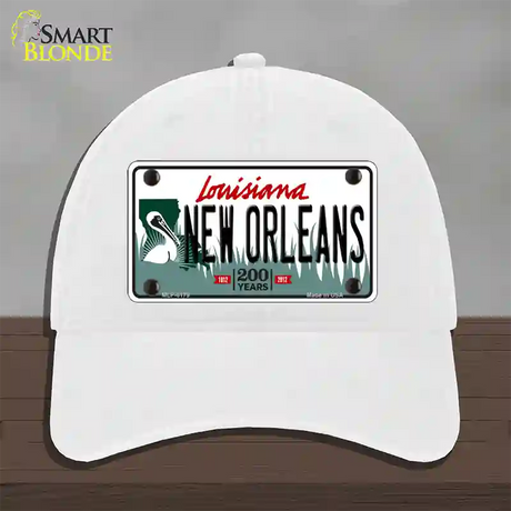 New Orleans Louisiana Novelty License Plate Hat Unconstructed Cotton / White