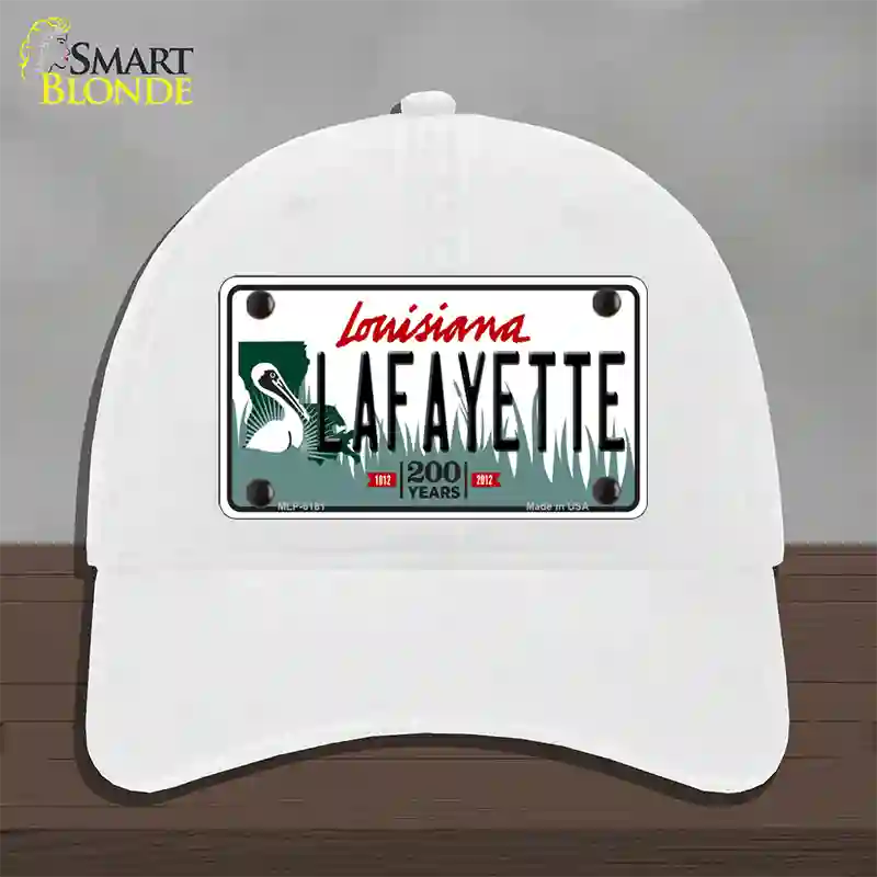 Lafayette Louisiana Novelty License Plate Hat Unconstructed Cotton / White