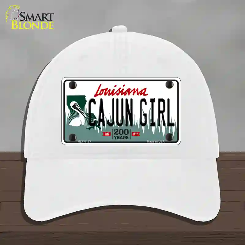 Cajun Girl Louisiana Novelty License Plate Hat Unconstructed Cotton / White