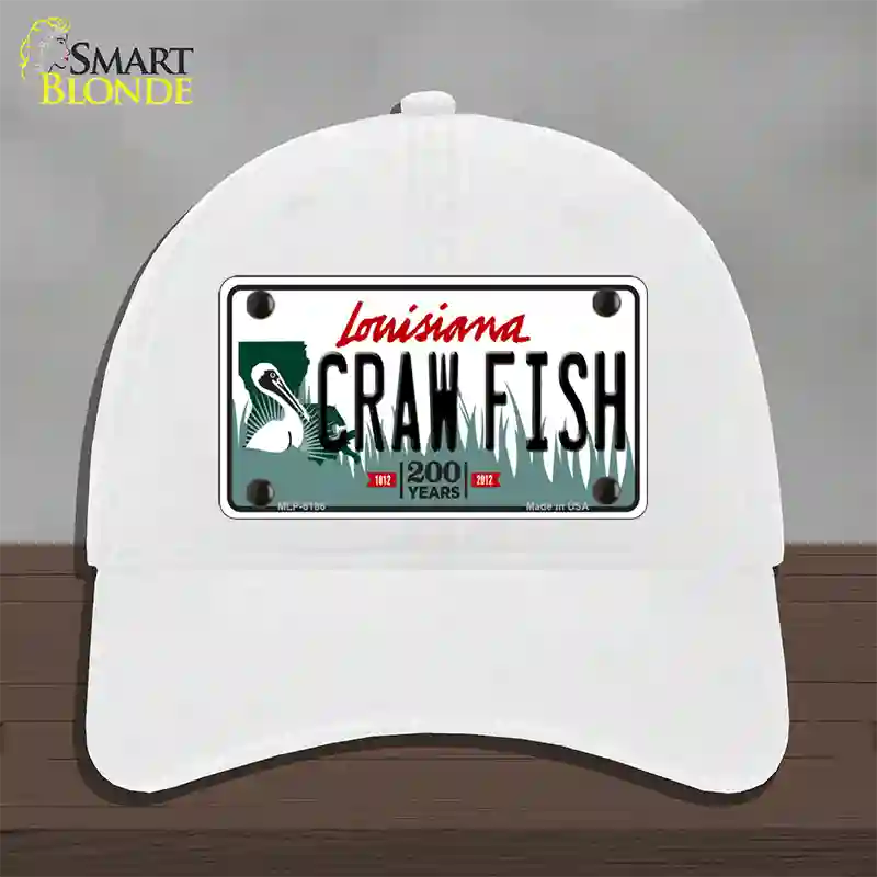 Craw Fish Louisiana Novelty License Plate Hat Unconstructed Cotton / White