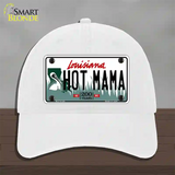 Hot Mama Louisiana Novelty License Plate Hat Unconstructed Cotton / White