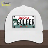 Golfer Louisiana Novelty License Plate Hat Unconstructed Cotton / White