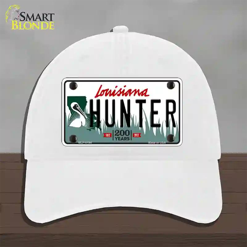 Hunter Louisiana Novelty License Plate Hat Unconstructed Cotton / White